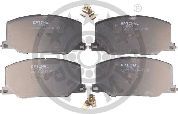 Optimal 9549 - Kit de plaquettes de frein, frein à disque cwaw.fr