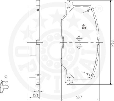 Optimal 9549 - Kit de plaquettes de frein, frein à disque cwaw.fr