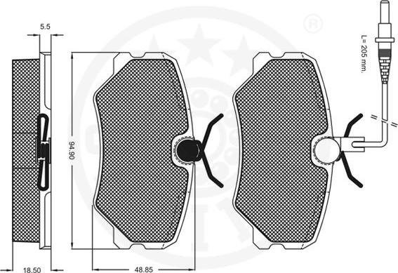 Optimal 9539 - Kit de plaquettes de frein, frein à disque cwaw.fr