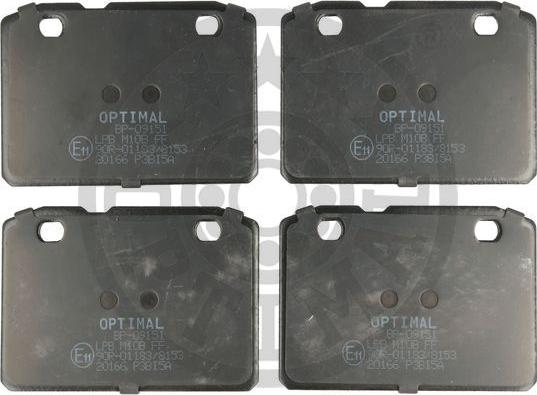 Optimal 9151 - Kit de plaquettes de frein, frein à disque cwaw.fr