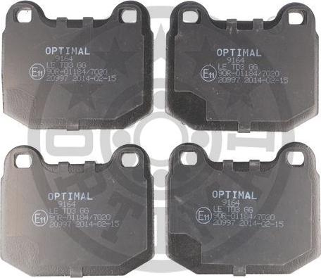 Optimal 9164 - Kit de plaquettes de frein, frein à disque cwaw.fr