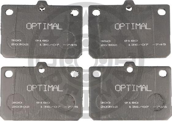 Optimal 9180 - Kit de plaquettes de frein, frein à disque cwaw.fr