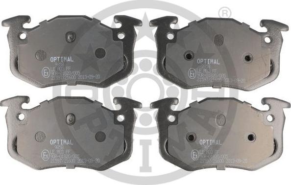 Optimal 9858 - Kit de plaquettes de frein, frein à disque cwaw.fr