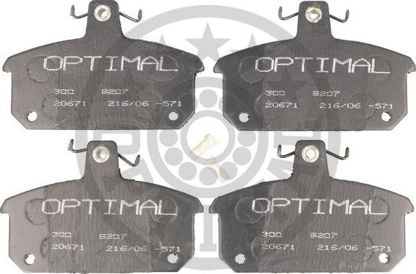 Optimal 9207 - Kit de plaquettes de frein, frein à disque cwaw.fr