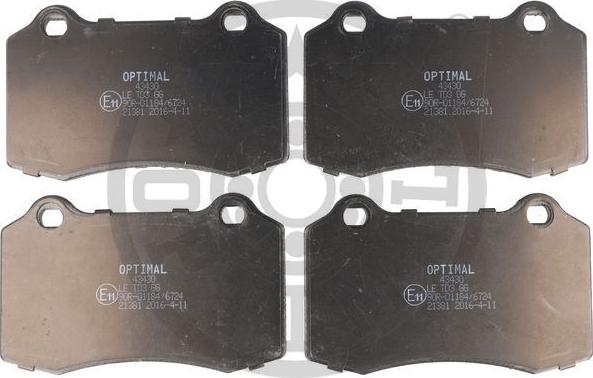 Optimal 43430 - Kit de plaquettes de frein, frein à disque cwaw.fr