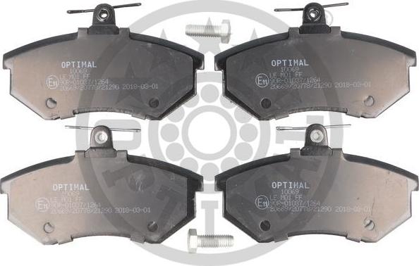 Optimal 10069 - Kit de plaquettes de frein, frein à disque cwaw.fr