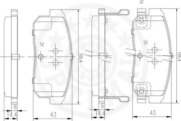 Optimal 12492 - Kit de plaquettes de frein, frein à disque cwaw.fr