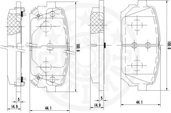 Optimal 12482 - Kit de plaquettes de frein, frein à disque cwaw.fr