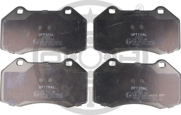 Optimal 12474 - Kit de plaquettes de frein, frein à disque cwaw.fr