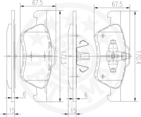 Optimal 12507 - Kit de plaquettes de frein, frein à disque cwaw.fr