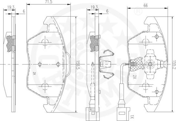 Optimal 12531 - Kit de plaquettes de frein, frein à disque cwaw.fr