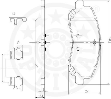 Optimal 12577 - Kit de plaquettes de frein, frein à disque cwaw.fr