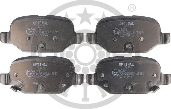 Optimal 12639 - Kit de plaquettes de frein, frein à disque cwaw.fr