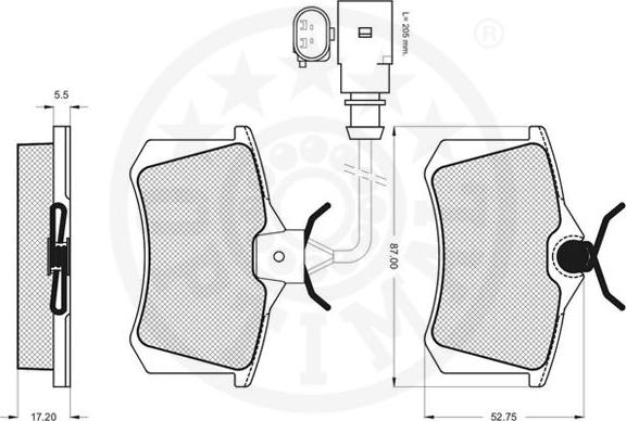 Optimal 12096 - Kit de plaquettes de frein, frein à disque cwaw.fr