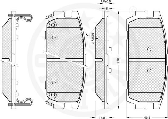 Optimal 12190 - Kit de plaquettes de frein, frein à disque cwaw.fr