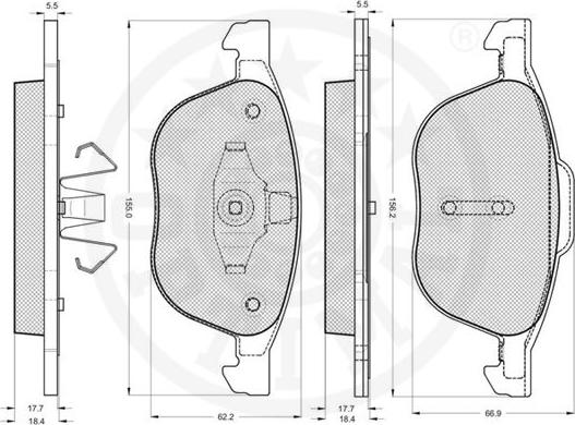 Optimal 12192 - Kit de plaquettes de frein, frein à disque cwaw.fr