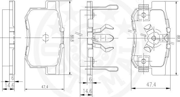 Optimal 12353 - Kit de plaquettes de frein, frein à disque cwaw.fr