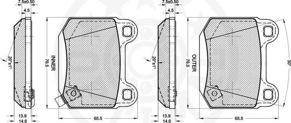 Optimal 12265 - Kit de plaquettes de frein, frein à disque cwaw.fr