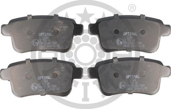 Optimal BP-12464 - Kit de plaquettes de frein, frein à disque cwaw.fr