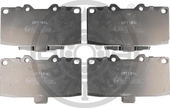 Optimal BP-12411 - Kit de plaquettes de frein, frein à disque cwaw.fr