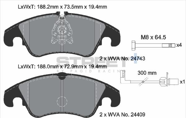 PAGID Racing T8093SP2001 - Kit de plaquettes de frein, frein à disque cwaw.fr