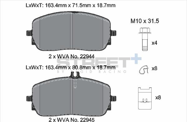 PAGID Racing T8212SP2001 - Kit de plaquettes de frein, frein à disque cwaw.fr