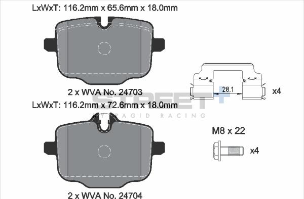 PAGID Racing T8283SP2001 - Kit de plaquettes de frein, frein à disque cwaw.fr