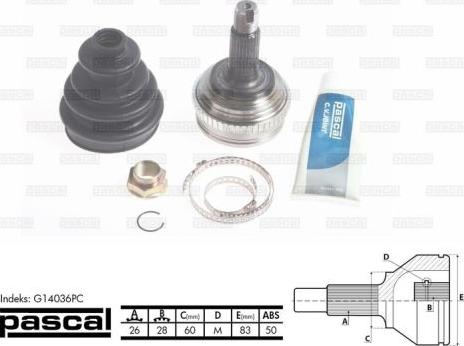 Pascal G14036PC - Jeu de joints, arbre de transmission cwaw.fr