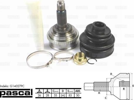 Pascal G14027PC - Jeu de joints, arbre de transmission cwaw.fr