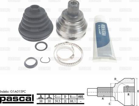 Pascal G1A015PC - Jeu de joints, arbre de transmission cwaw.fr