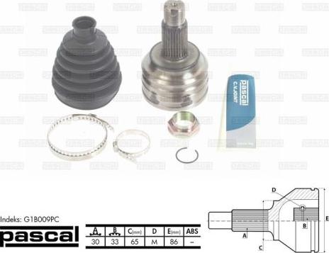 Pascal G1B009PC - Jeu de joints, arbre de transmission cwaw.fr