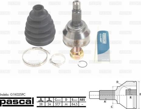 Pascal G1K025PC - Jeu de joints, arbre de transmission cwaw.fr