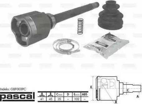 Pascal G8F003PC - Jeu de joints, arbre de transmission cwaw.fr