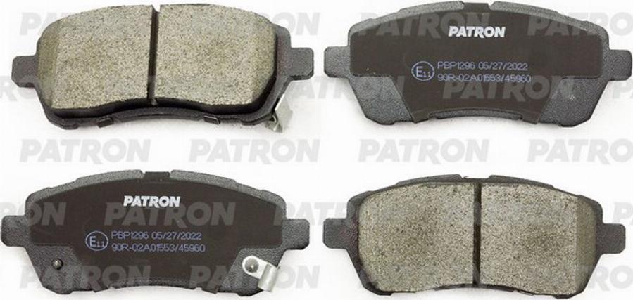 Patron PBP1296 - Kit de plaquettes de frein, frein à disque cwaw.fr