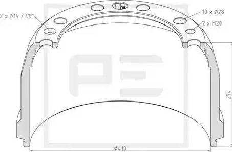 PE Automotive 146.088-00A - Tambour de frein cwaw.fr