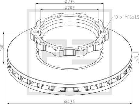 PE Automotive 146.206-00A - Disque de frein cwaw.fr