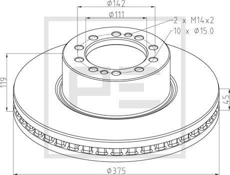 PE Automotive 256.053-00A - Disque de frein cwaw.fr