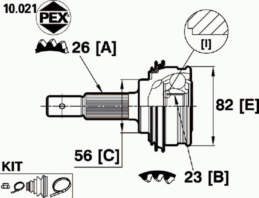 Pex 10.021 - Jeu de joints, arbre de transmission cwaw.fr