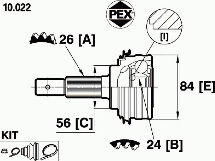 Pex 10.022 - Jeu de joints, arbre de transmission cwaw.fr