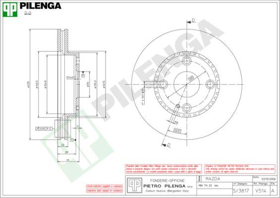 Pilenga V514 - Disque de frein cwaw.fr