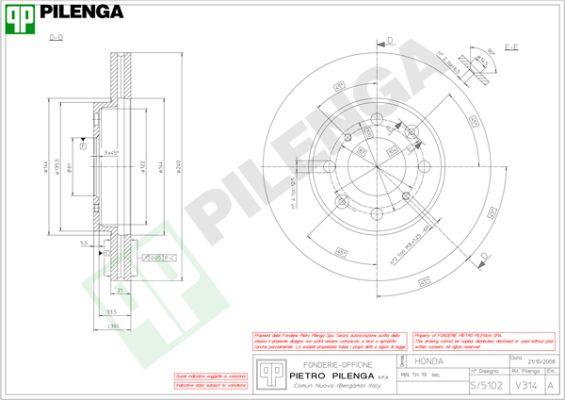 Pilenga V314 - Disque de frein cwaw.fr