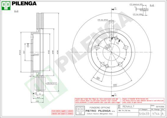 Pilenga V744 - Disque de frein cwaw.fr