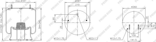 Prime-Ride 1R14-825 - Ressort pneumatique, suspension pneumatique cwaw.fr