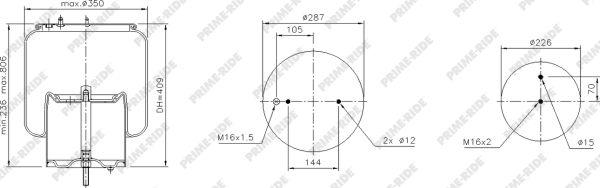 Prime-Ride 1R14-753 - Ressort pneumatique, suspension pneumatique cwaw.fr