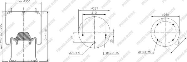 Prime-Ride 1R14-728 - Ressort pneumatique, suspension pneumatique cwaw.fr