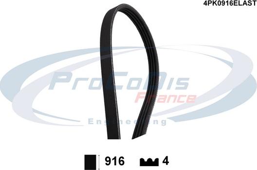 Procodis France 4PK0916ELAST - Courroie trapézoïdale à nervures cwaw.fr