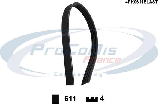 Procodis France 4PK0611ELAST - Courroie trapézoïdale à nervures cwaw.fr