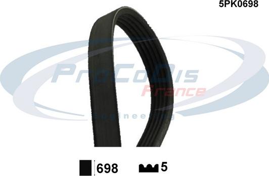 Procodis France 5PK0698 - Courroie trapézoïdale à nervures cwaw.fr