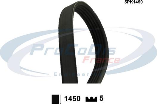 Procodis France 5PK1450 - Courroie trapézoïdale à nervures cwaw.fr