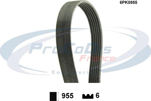 Procodis France 6PK0955 - Courroie trapézoïdale à nervures cwaw.fr